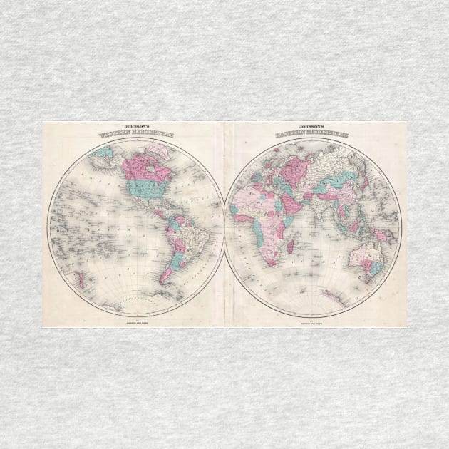 Vintage Map of The World (1866) by Bravuramedia
